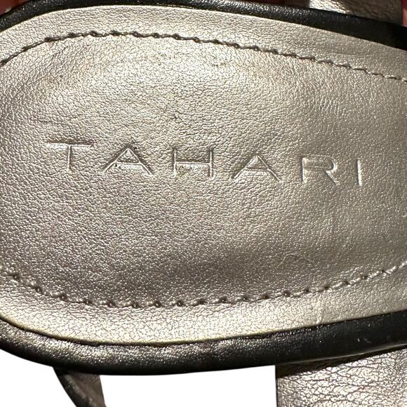 Tahari Treble Black Open Toe Ankle Strap Embellished Dress Heels Size 7 Medium - Picture 6 of 9